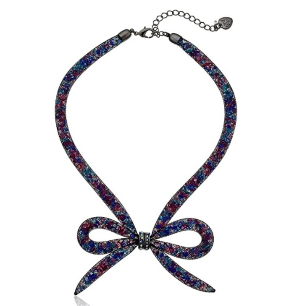 Betsey Johnson Dark Shadow Mesh Bow Necklace